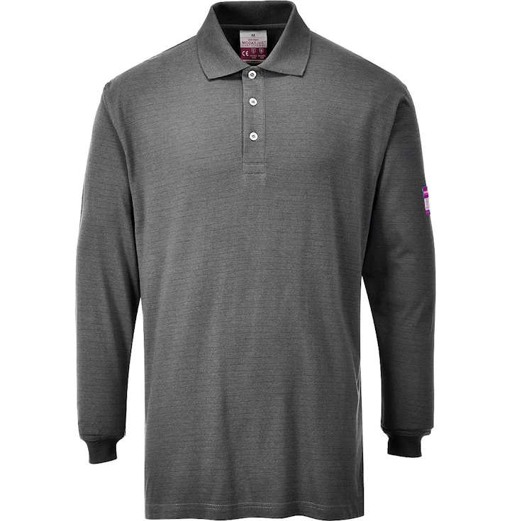 FR10 – Polo Modaflame de manga larga, Gris