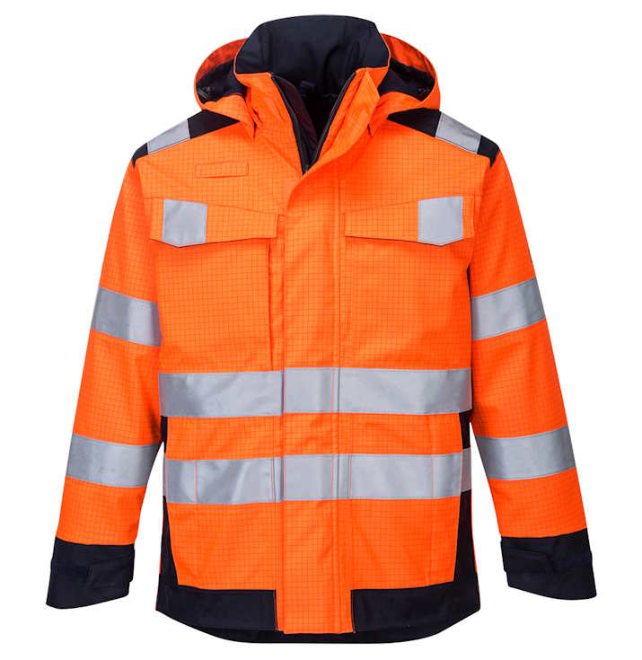 MV70 – Chaqueta Modaflame Rain Multi Norm Arc Naranja/Marino